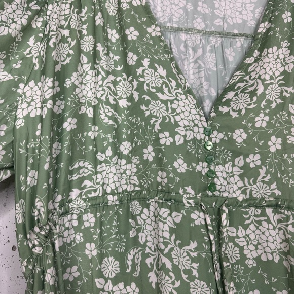 Summersalt Cinched Waist Caftan Dress Vintage Floral Ivy Print Silky New NWT XL - Picture 14 of 15